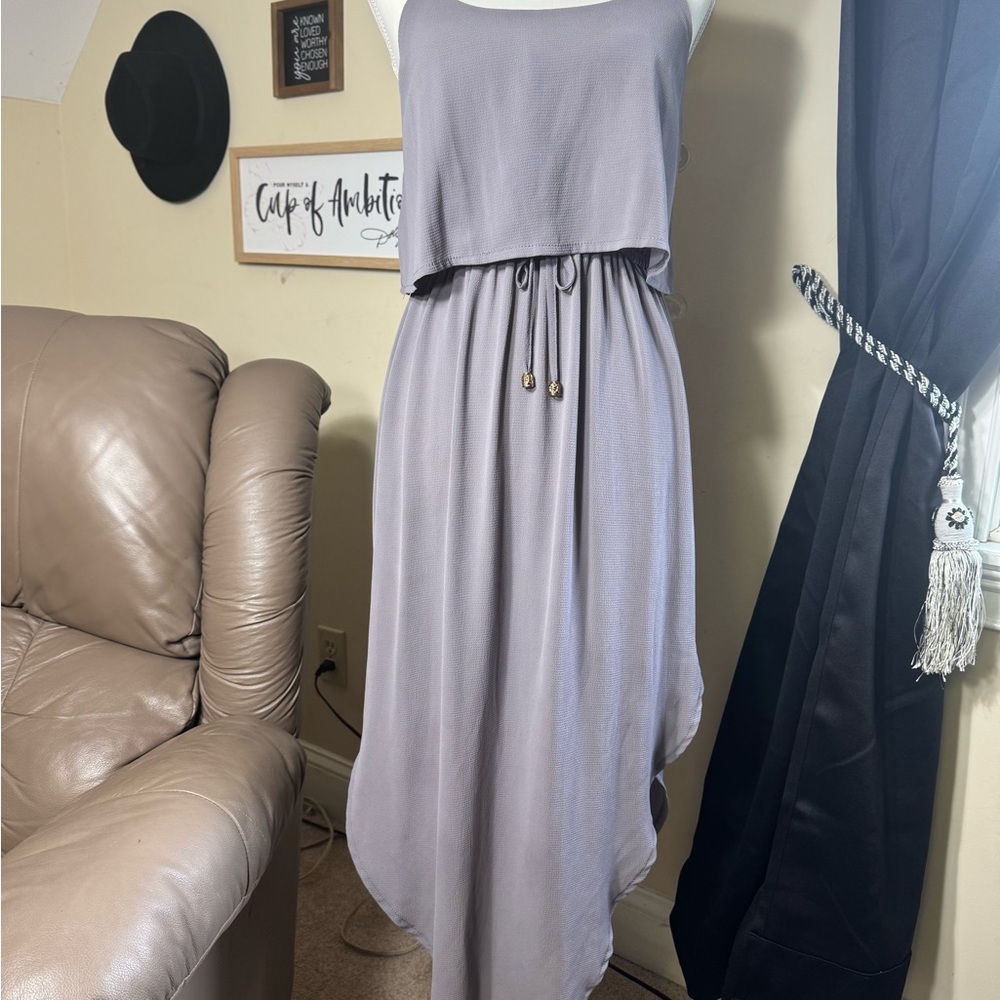Purple gray ton Spaghetti strap High Low Sundress for Casual Wear